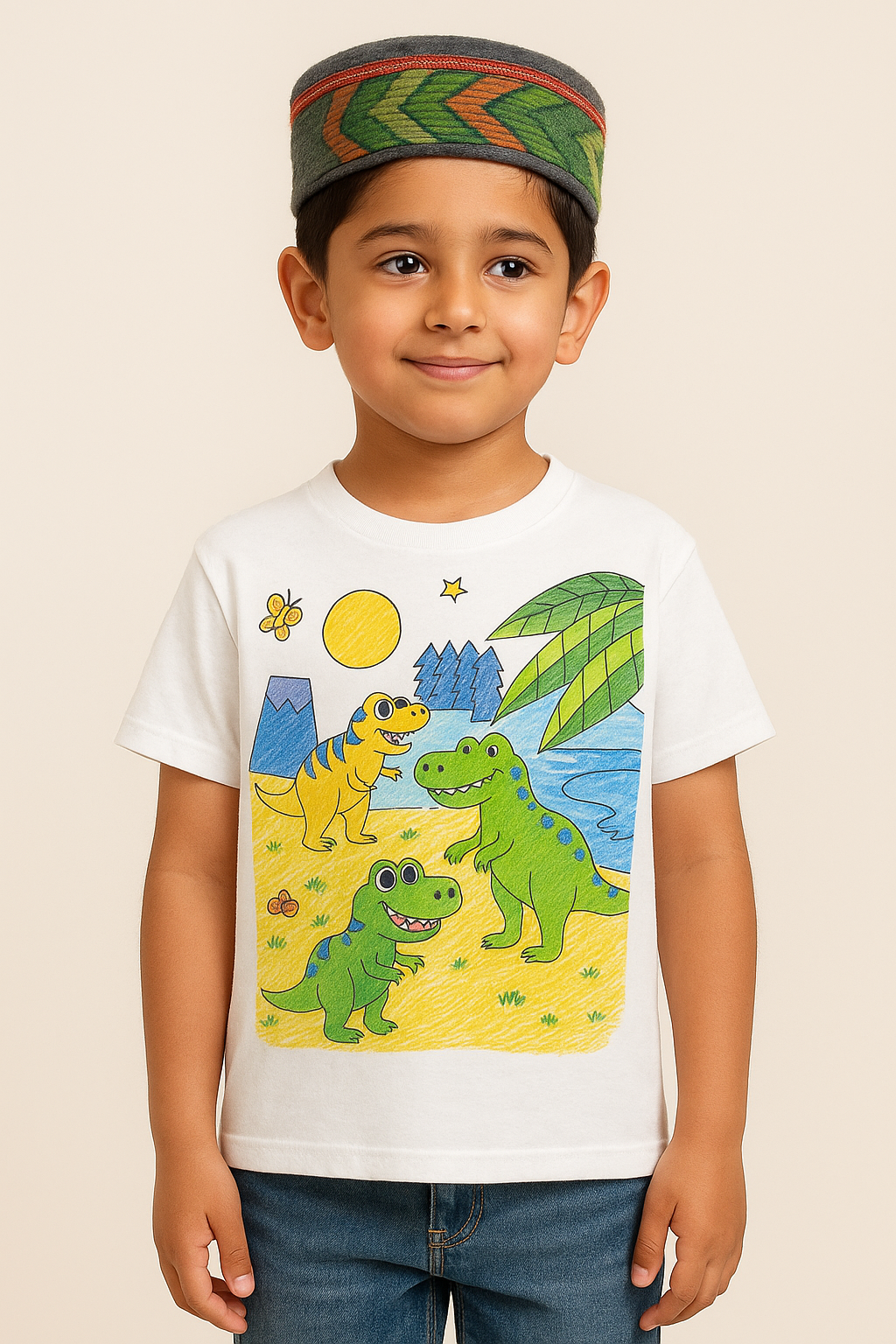 Witecotn Dinosaur Kids T-Shirt – DIY Fun for Little Explorers with 6 fabric markers