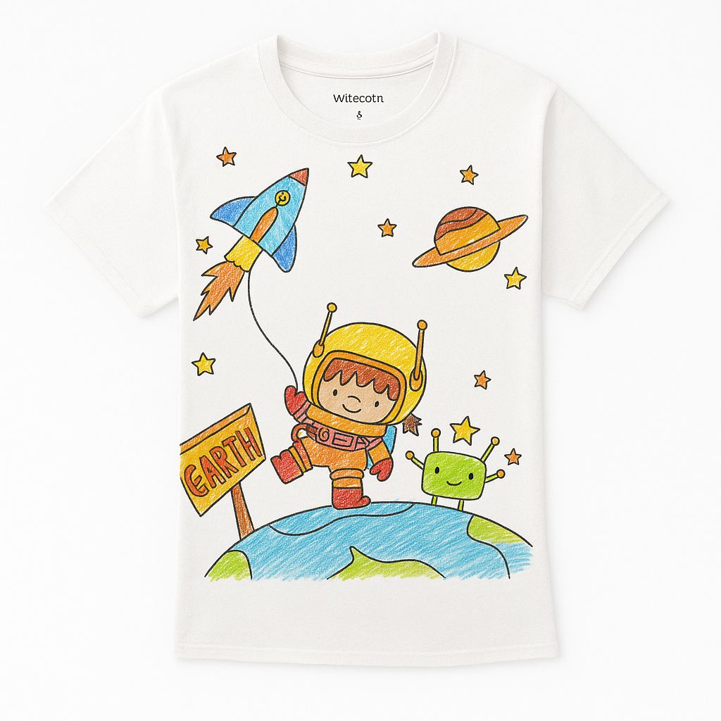 Witecotn Space Explorer Kids T-Shirt – DIY Fun for Little Astronauts