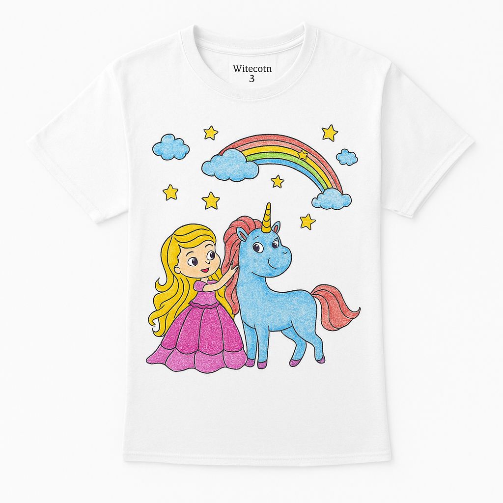 Witecotn Princess Unicorn Kids T-Shirt – DIY Fun for Little Dreamers