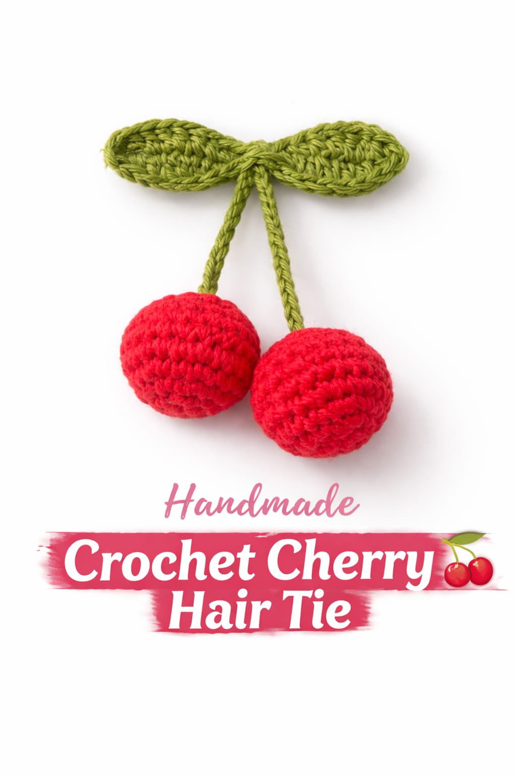 Handmade Crochet Cherry Hair Tie (2 set) – Cute Fruit Style Hair Accessory for Girls