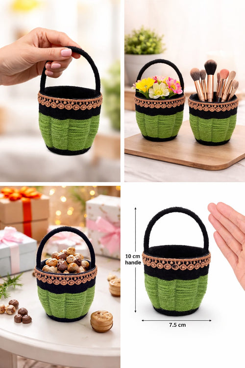 Cute Mini Flower Basket (Set of 2) – Elegant Decorative Floral Pots for Home Décor
